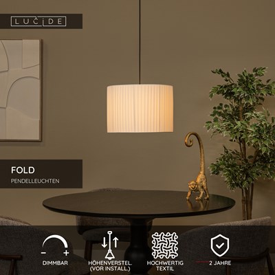 Lucide FOLD - Pendelleuchten - Ø 40 cm - 1xE27 - Weiß